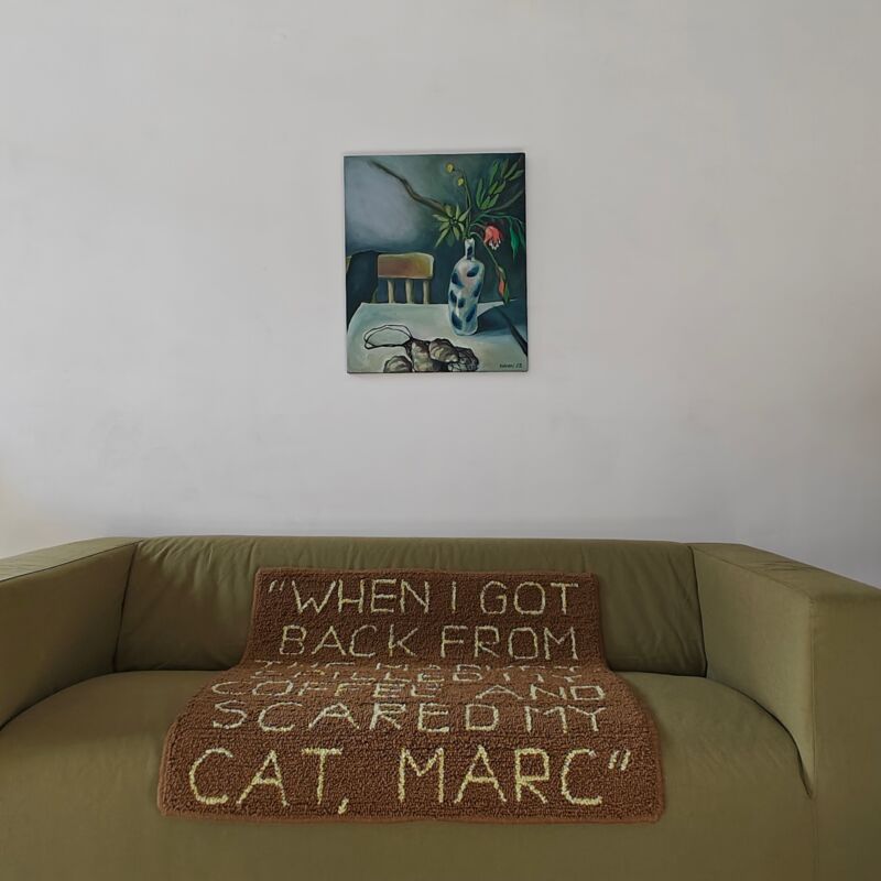 When I Got Back From The Market; Spilled My Coffee And Scared My Cat, Marc. Mechelen Stories. - a Paint by Elena Kiannu