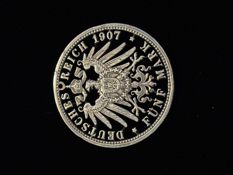 Hand Cut 1907 Prussian Funf Mark  - a Art Design by Robert Johnson 