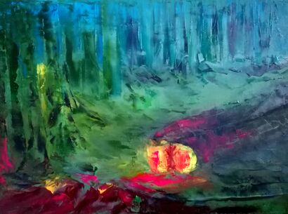 The Forest at Sunset (after Edvard Munch\'s The Yellow Log) - a Paint Artowrk by Dan Zyzniewski