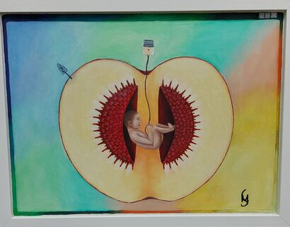 the apple in the window - A Paint Artwork by MARIA SYMEON