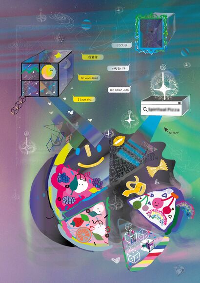 Spiritual Pizza – Fragmentation - a Digital Graphics and Cartoon Artowrk by Suhee Lee