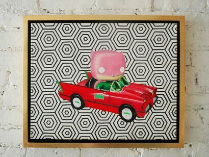 Pink Funko Batman - a Paint Artowrk by Joseph Cavalieri