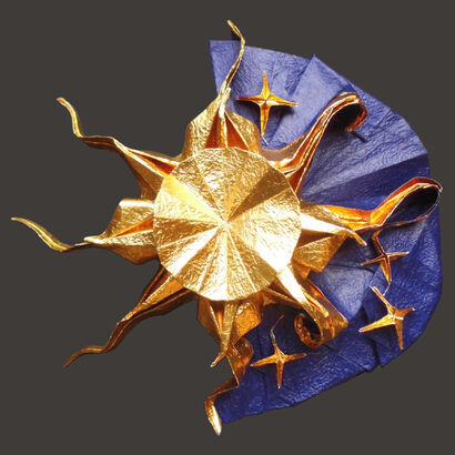 Sun, Moon & Stars (paper folding) - A Art Design Artwork by Xiaoxian Huang