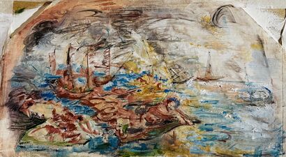 Fishing boats in trouble - a Paint Artowrk by Luca Zoccali