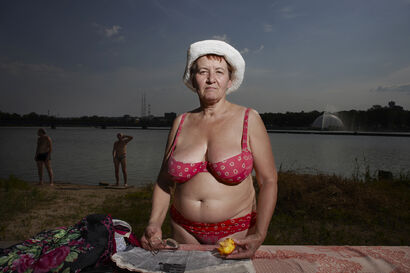 Woman with Peach #1572, from series Bathers, Ukraine 2011 - a Photographic Art Artowrk by RICHARD ANSETT
