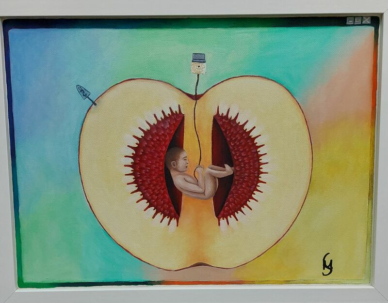 the apple in the window - a Paint by MARIA SYMEON