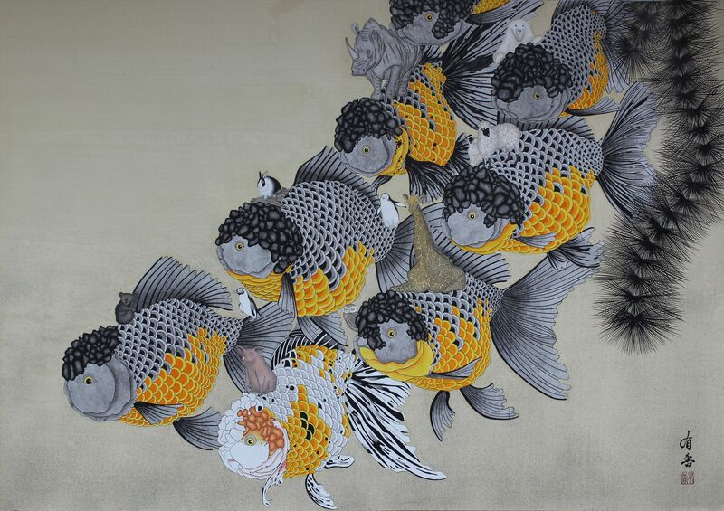 What is common sense? Isn't it okay to have a pig on a fish? Break the mold! - a Paintings by YUKA KAKO
