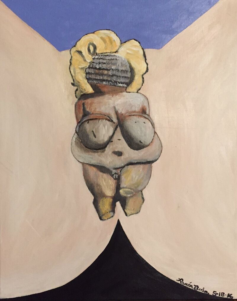 Venus of Willendorf as Marilyn Monroe  - a Paintings by Ramon  Barba