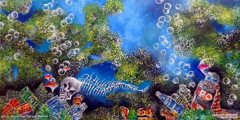 Müll im Meer tötet Tier und Mensch - a Paint by Eberhard Hippler