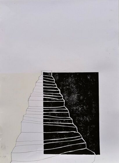 UNTITLED (b&w stairs) - a Paint Artowrk by isa geiger