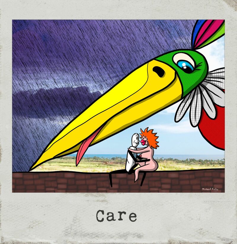 Care - a Digital Graphics and Cartoon by Michael Kaza