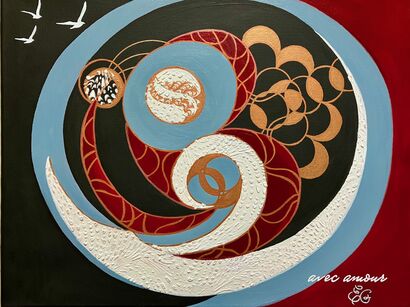 Harmony of cosmic contrasts in the dance of the Universe - a Paint Artowrk by Elena Guseva