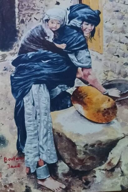 Chawi woman with her child  - a Paint Artowrk by Imad  Boufama 