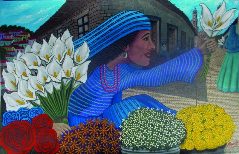 vendedora de flores - a Paintings by Mac