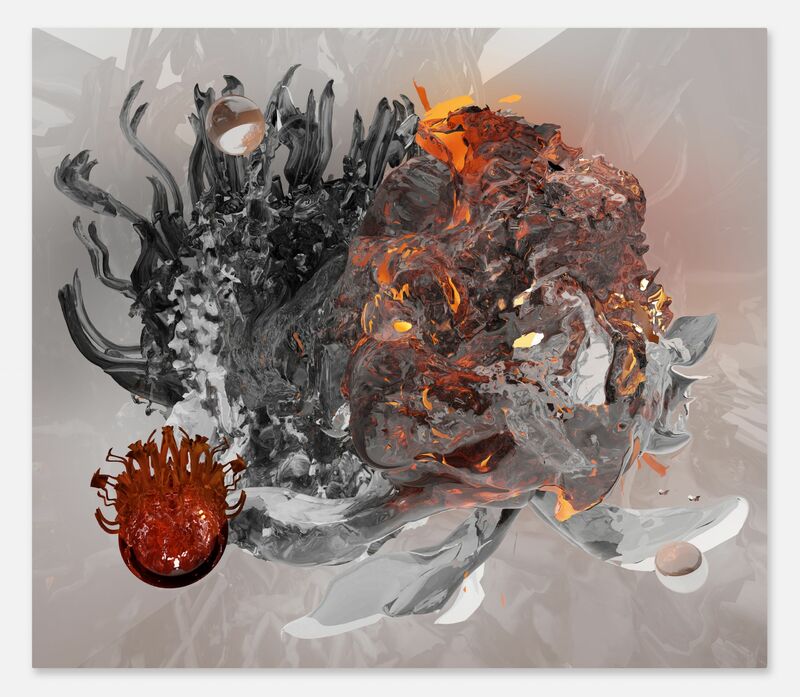 Sattva Darshana 05: Lava Fish Frolicking with Sprite Eggs - a Digital Art by Siyu Liu