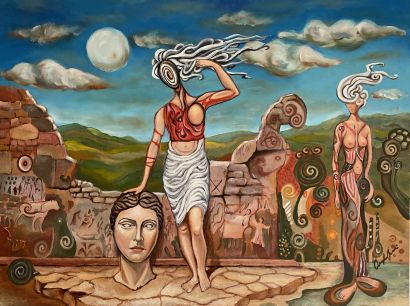 L'Io oltre la maschera - A Paintings Artwork by Angelo Funari