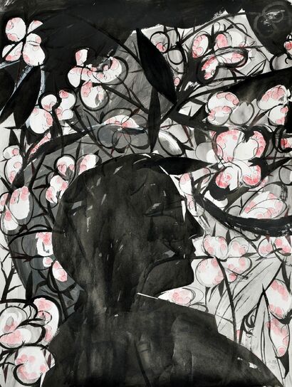 The Blossom and the Black Thorn Window - a Paint Artowrk by Laurence Wood