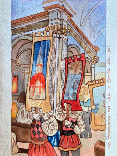 La Benedizione dei Palii e L'Offerta dei Ceri - a Paintings Artwork by MoonieMon Art