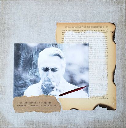 Philosophers of the Smoking Room - Roland Barthes - Wounded by Words: A Seduction Story - A Paint Artwork by Cynthia Grow