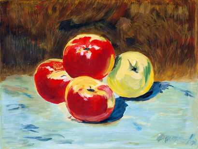 4 apples - Eduard Mane - a Paint Artowrk by Victoria Moisseyeva