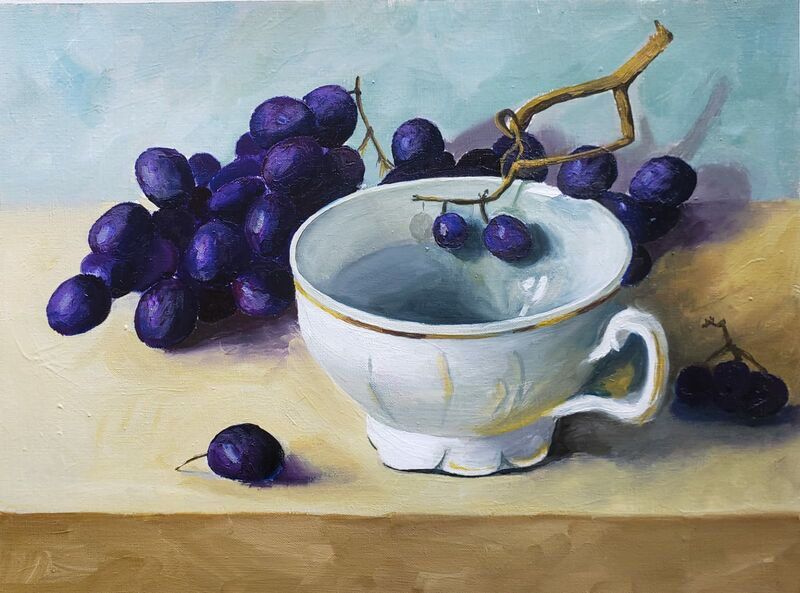 Cup and Grapes - a Paint by Elena Belous