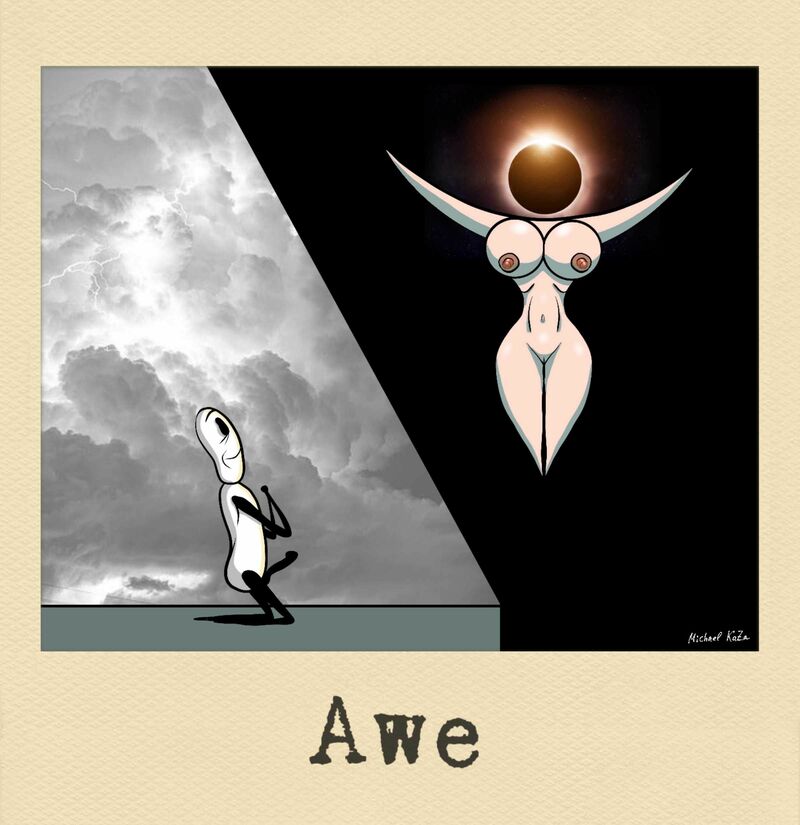 Awe - a Digital Graphics and Cartoon by Michael Kaza
