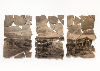 Triptych on limestone fragments / Reactivation of Traces of a human occupation  - a Photographic Art Artowrk by Amélie Labourdette