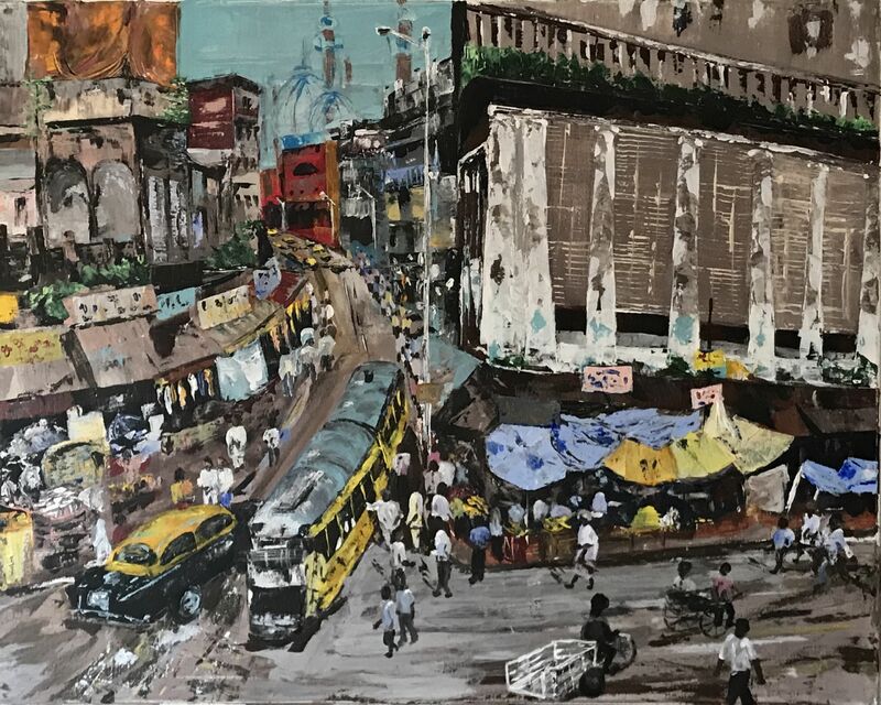 Calcutta street - a Paint by Clairette