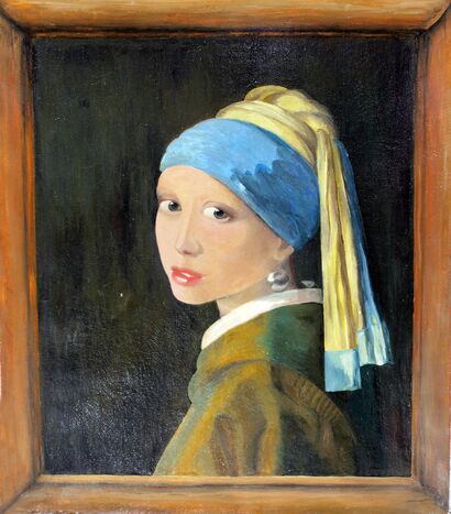 Girl with a pearl earring - Jan Vermeer - a Paint Artowrk by Victoria Moisseyeva