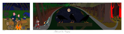 Father and Son, Camping - a Digital Graphics and Cartoon Artowrk by Guy Trevett