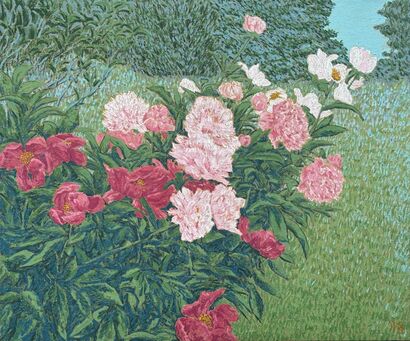 Peonies in spring, Toronto.  - a Paint Artowrk by Jeffrey Kum