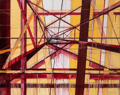 Bridge Study in Red - A Paint Artwork by Jeff