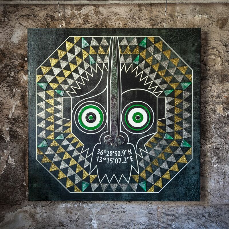 #Justanumber – African mask (emerald green) - a Paint by Simone Del Sere