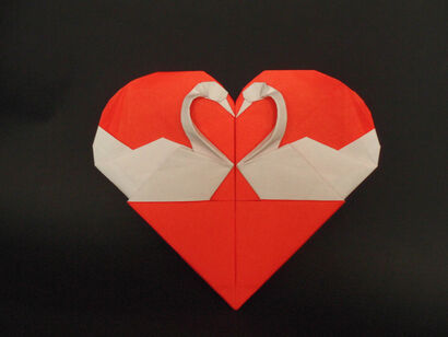 Heart with Swans (paper folding) - A Art Design Artwork by Xiaoxian Huang