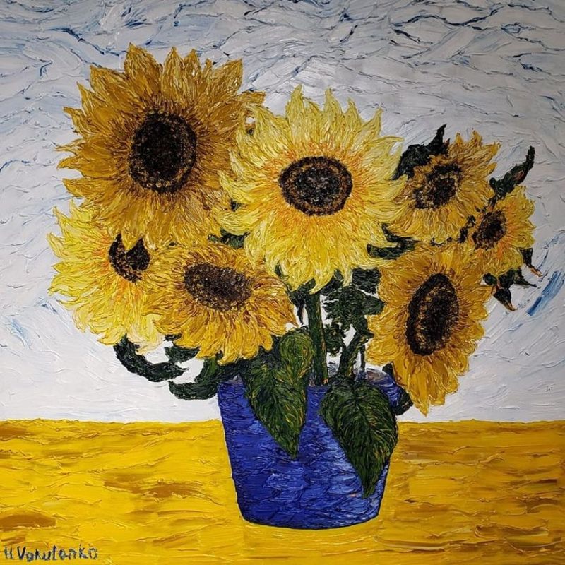 'Sunny Mood' Collection 'Sunflowers' - a Paintings by Dr. Halyna Vakulenko