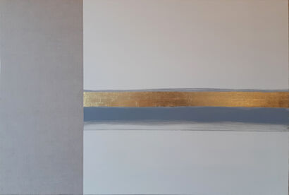 Canvas/Gold/White/Gray 1 - a Paint Artowrk by Simonetta Riccardini