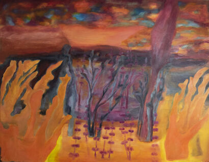 Fiery Field - A Paint Artwork by Jeannie Yeo