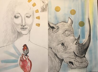 Beauty: humans and animals “miei cari estinti” - a Paint Artowrk by Veronica  D’ Onofrio