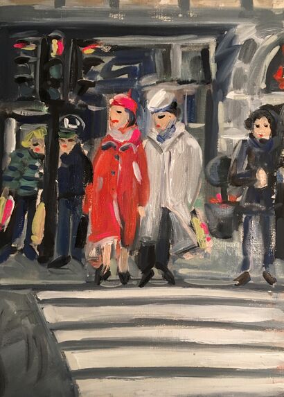 al semaforo  a Trieste - A Paint Artwork by Marie helene Bonasso