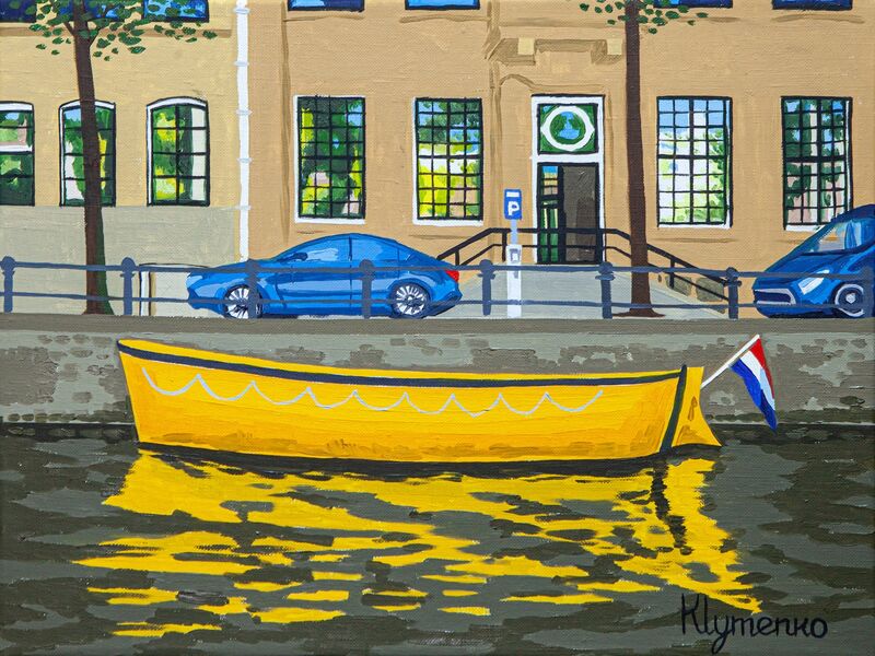 Yellow boat, Amsterdam - a Paint by IVAN KLYMENKO