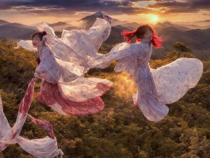 «Sisters dancing in the sunset sky» - a Photographic Art Artowrk by Toyonari Fukuta