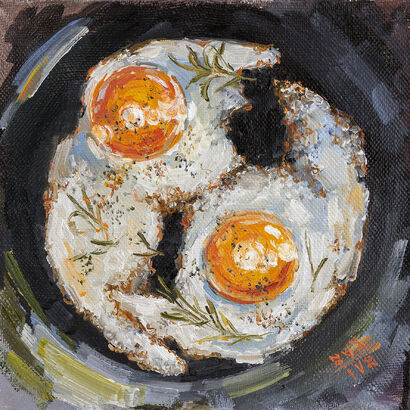 Fried eggs. Day 7 - A Paint Artwork by Kateryna Ivonina