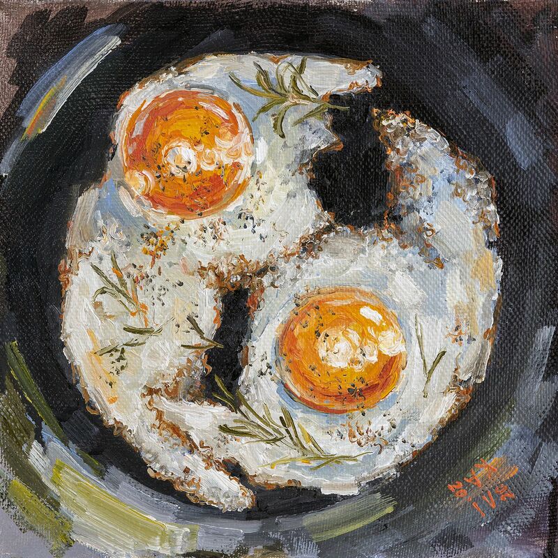 Fried eggs. Day 7 - a Paint by Kateryna Ivonina
