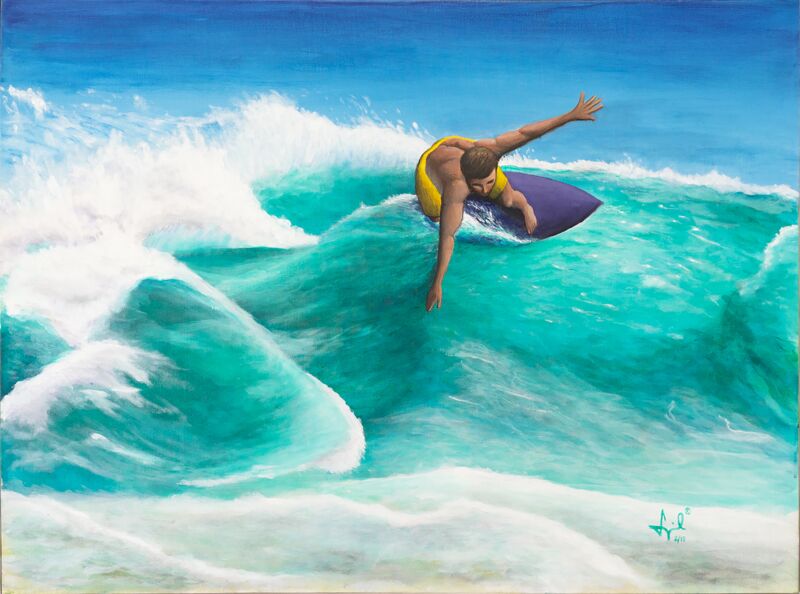 Pedro on Skimboard - a Paint by Sergil Sias