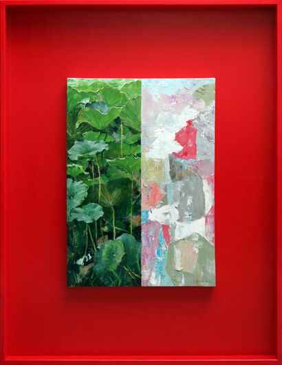 Corresponding - No.701-Homeland Lotus Green - a Paint Artowrk by Xiaobao  Wang