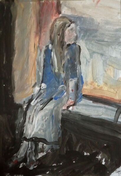 Little girl on the windowsill - a Paint Artowrk by Francesco Santucci