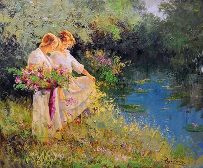 Girls on the lake  - a Paint Artowrk by Paco Román 