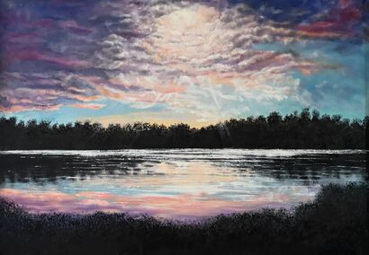Sunset over lake - a Paint Artowrk by Anna Lindholm