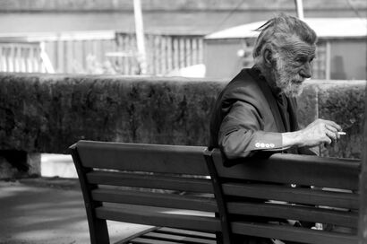 Old man on a bench - a Photographic Art Artowrk by Andrea Mattia