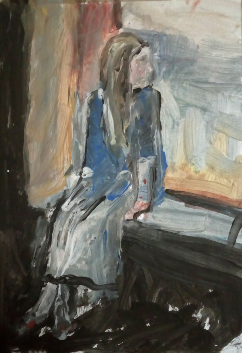 Little girl on the windowsill - a Paint by Francesco Santucci